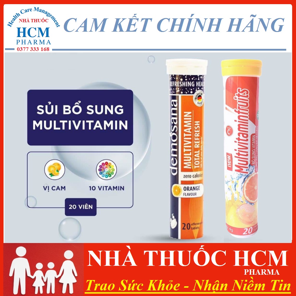 Multivitamin sủi c tăng sức đề kháng cho bé người lớn Demosana Fruits không đường không calo 20v vị cam nhập Đức HCM18