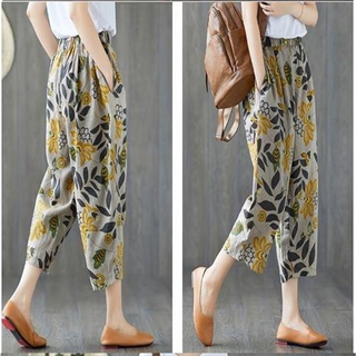 Quần cotton lanh ống rộng cỡ lớn dành cho nữ