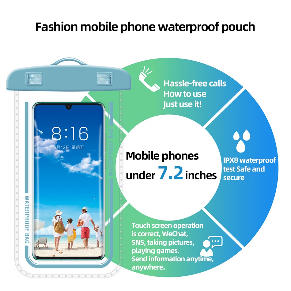 Accezz Túi Đựng Điện Thoại Chống Thấm Nước 7.2 Inches Dành Cho OPPO VIVO