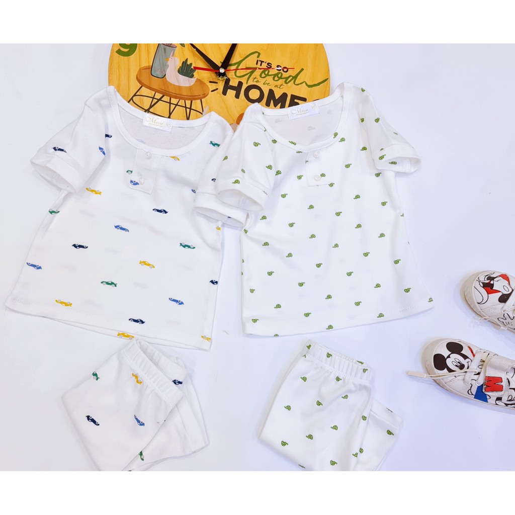 Bộ Ngắn Tay Cotton Thun Cao Cấp Xuất Hàn Bé Trai Phối Nút Trước - HM044 Homikids