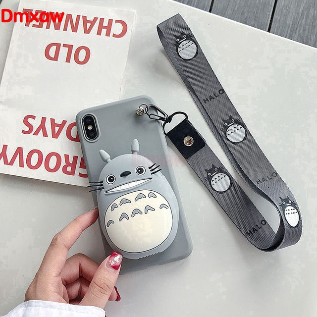Ốp điện thoại hoạt hình gắn ví khóa kéo và dây đeo cổ cho Xiaomi Redmi 10 5G 10X Pro Note 9 9s Pro