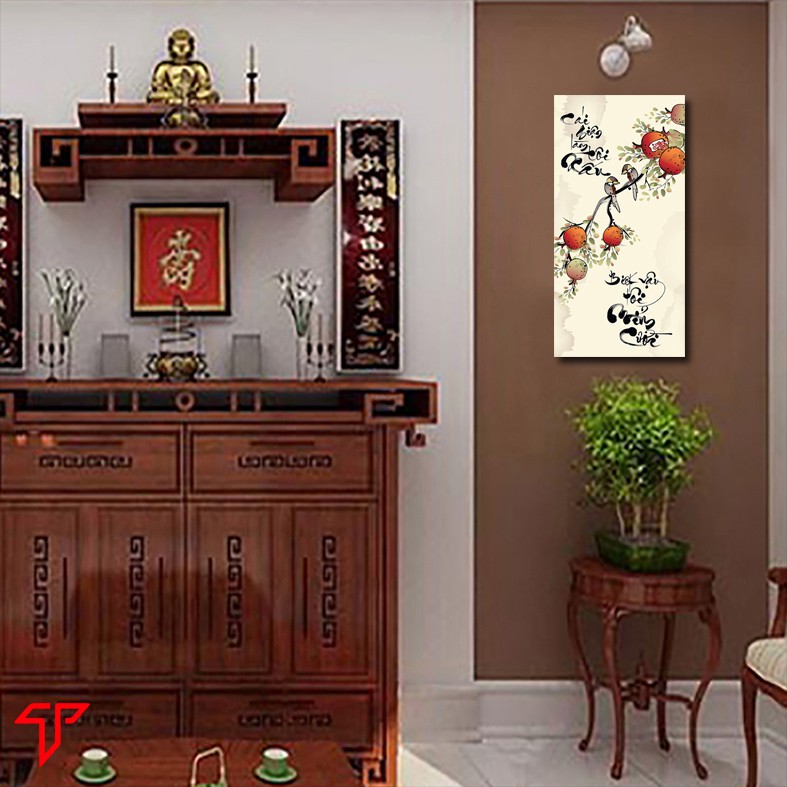 Tranh chữ thư pháp ép gỗ laminate (30x60)cm