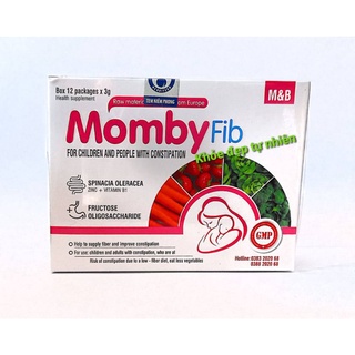 Cốm MOMBYFIB Hồng - Cốm vi sinh MOMBY FIB Hồng chống táo bón cho mẹ và bé ( hộp 12 gói)