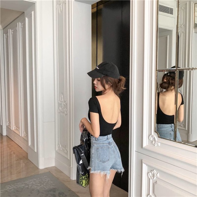Áo croptop nữ lưng sâu hot chất cotton cá tính