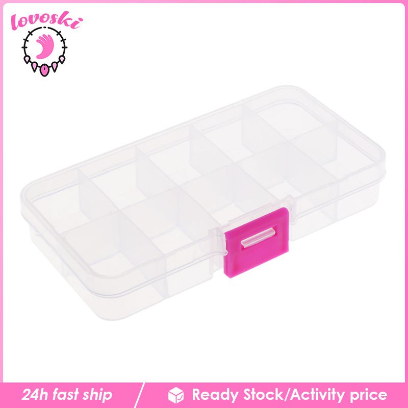 Hộp Nhựa Trong Suốt 10 Ngăn Đựng Trang Sức