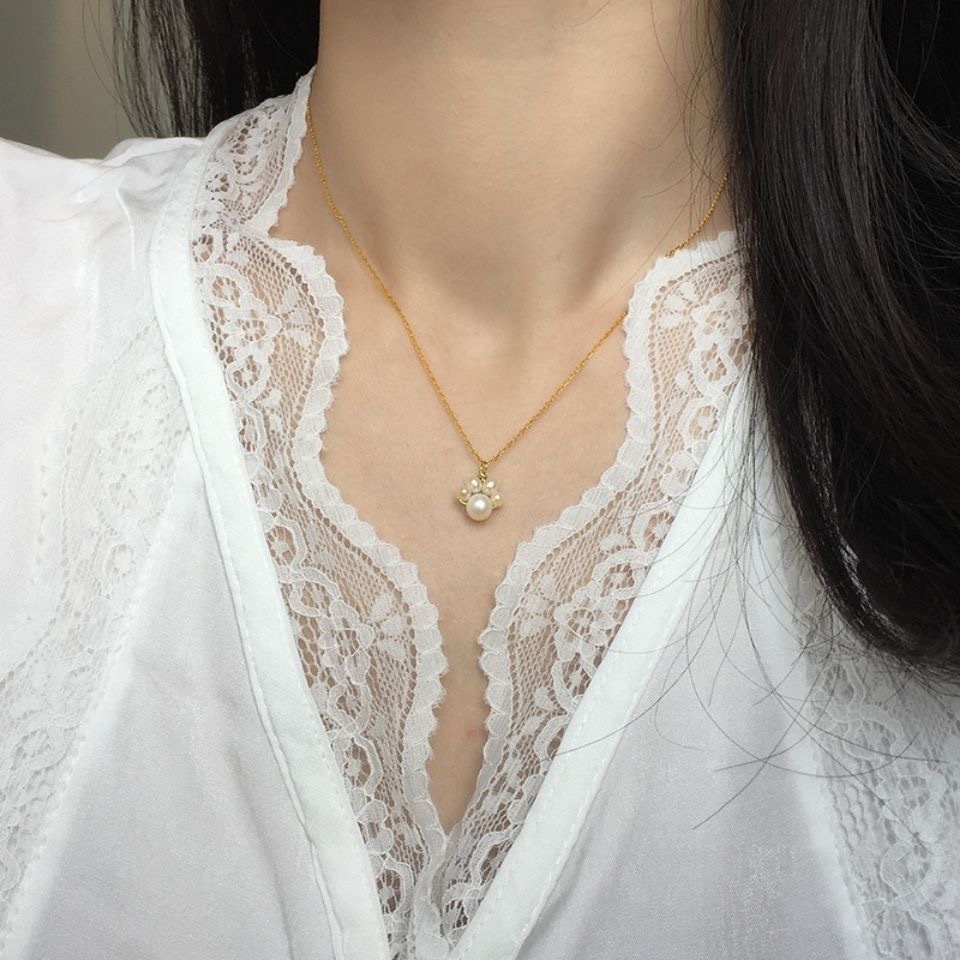 Dây chuyền ngọc trai nhân tạo cho nữ hình dấu chân cún