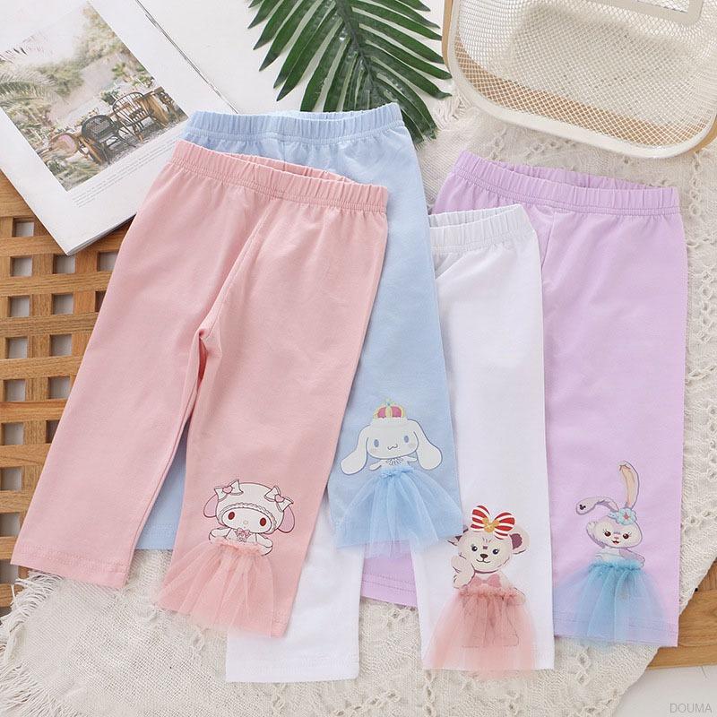 Quần legging mỏng hoạ tiết hoạt hình 3 chiều xinh xắn thời trang thu hè Hàn Quốc bé gái