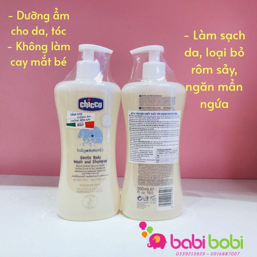 Sữa tắm gội chiết xuất yến mạch Chicco 500ml