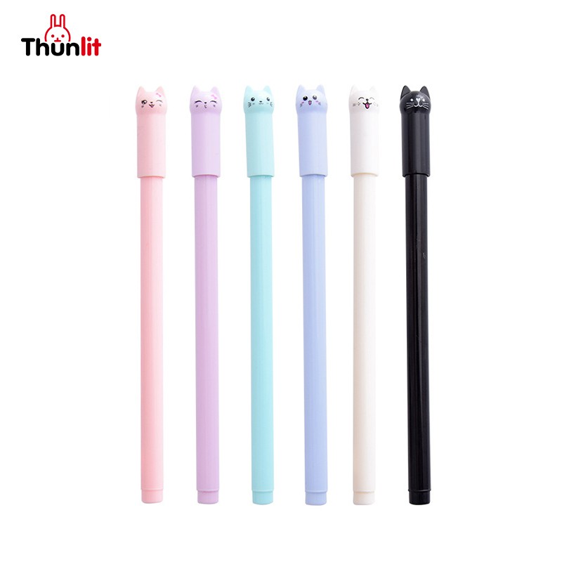 Bút mực gel Thunlit hình mèo hoạt hình dễ thương ngòi 0.5mm sáng tạo cho trẻ em và học sinh