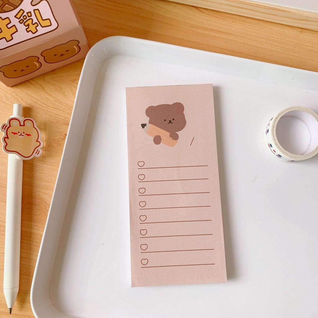 Giấy note ghi nhớ hình gấu nâu brown bear dễ thương cute dùng để ghi chú kế hoạch, công việc