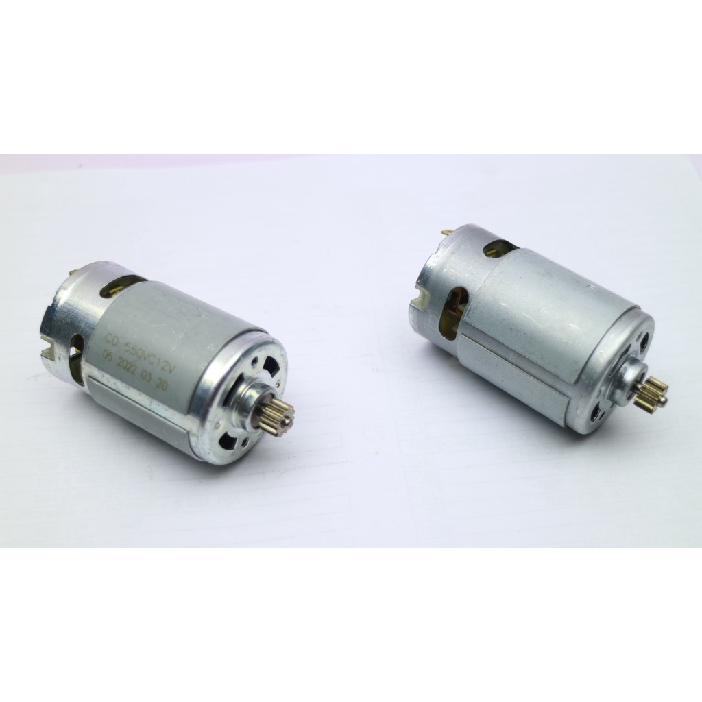 Motor DC RS550 12V Động Cơ Thay Thế Máy Khoan Pin 12V,Có Kèm Bánh Răng 12 Răng