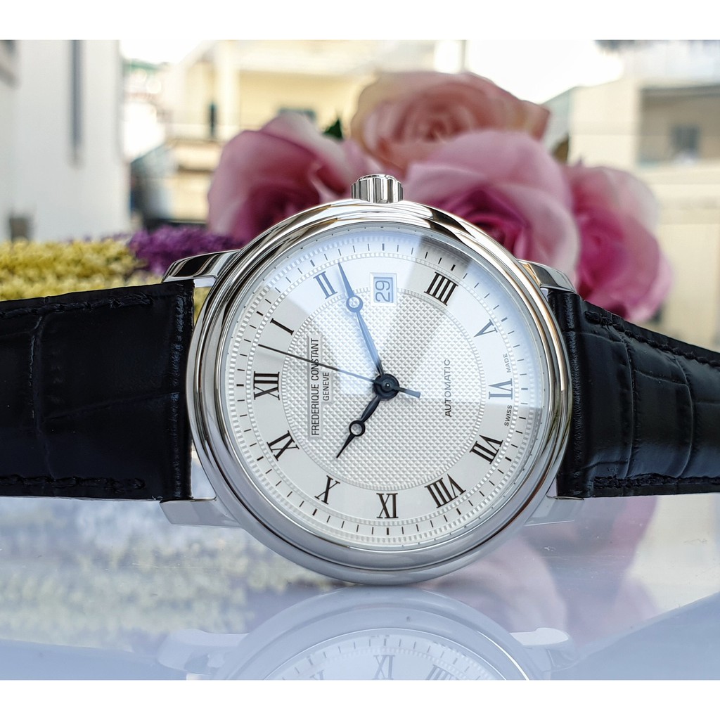 Đồng hồ nam Frederique Constant - Máy Quartz Pin Thụy Sĩ - Kính Sapphire - Dây da