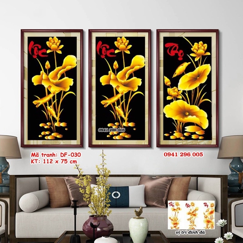 Tranh đính đá Phúc Lộc Thọ DF030  - chưa đính đá