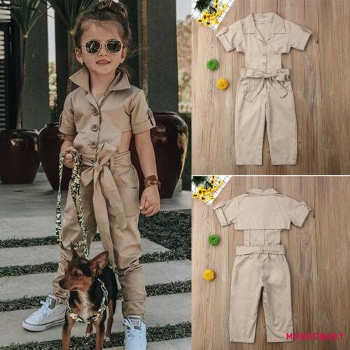 Jumpsuit tay ngắn phối nơ dễ thương cho bé gái