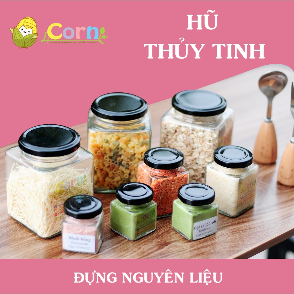 Hũ thuỷ tinh nắp kín đựng nguyên liệu