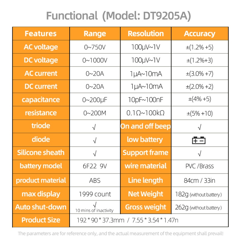 Vạn Năng Kế Kỹ Thuật Số Cầm Tay AC Cho DC Volt- Amp Ohm Hz