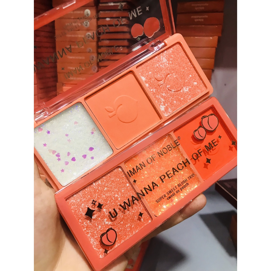 THANH LÝ NGHỈ BÁN - Má hồng và nhũ mắt 3 ô IMAN U Wanna Peach Of me đẹp mê ly