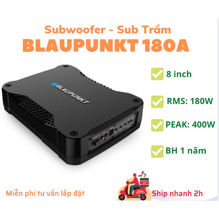 Loa Sub Blaupunkt 180A cho xe ô tô, xe hơi, Sub trầm thương hiệu của Đức, bảo hành 12 tháng