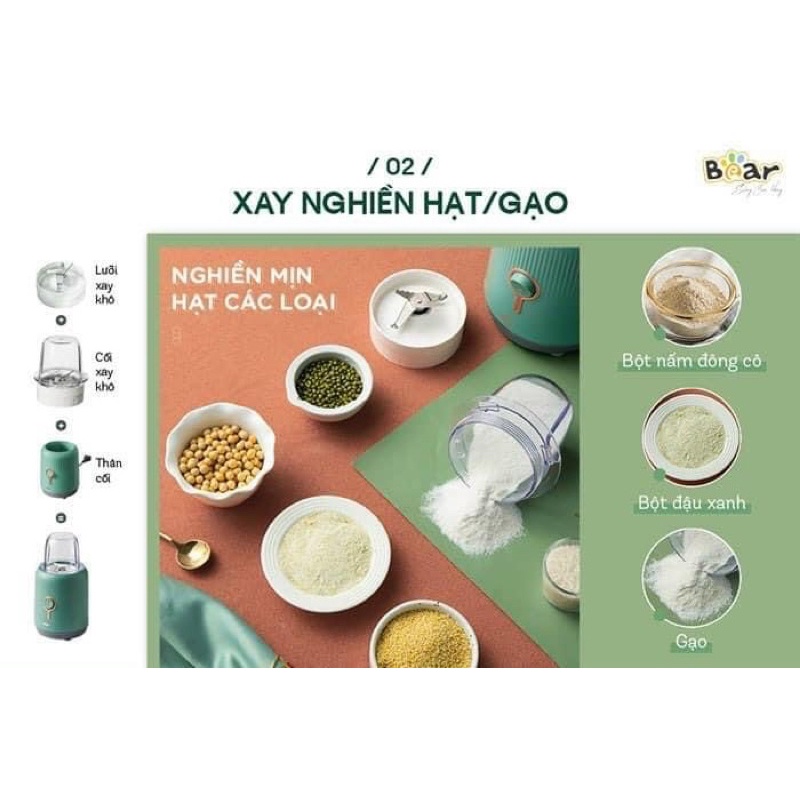 Máy xay sinh tố đa năng 3 trong 1 Bear LLJ-C10P1 cao cấp