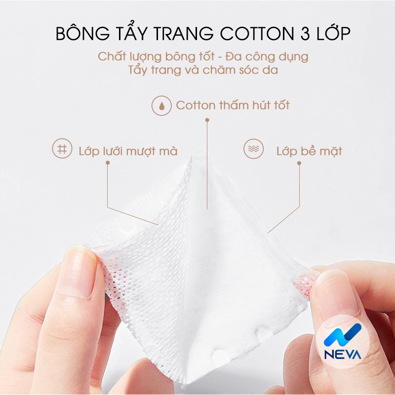 Bông Tẩy Trang M'aycreate Ba Lớp COTTON Mềm Mịn Dai Hàng Nội Địa Trung NEVAP03N ( Túi 230 miếng)