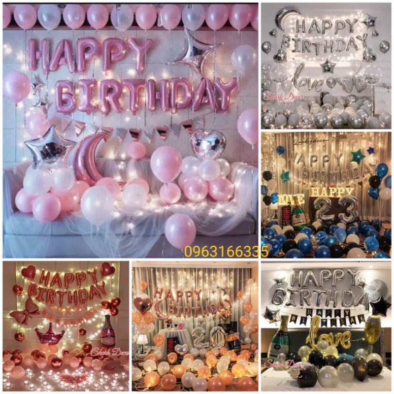 Trang Trí Sinh Nhật Happy Birthday Bóng Bay trang trí sinh nhật cho bạn và người thân kèm đèn led