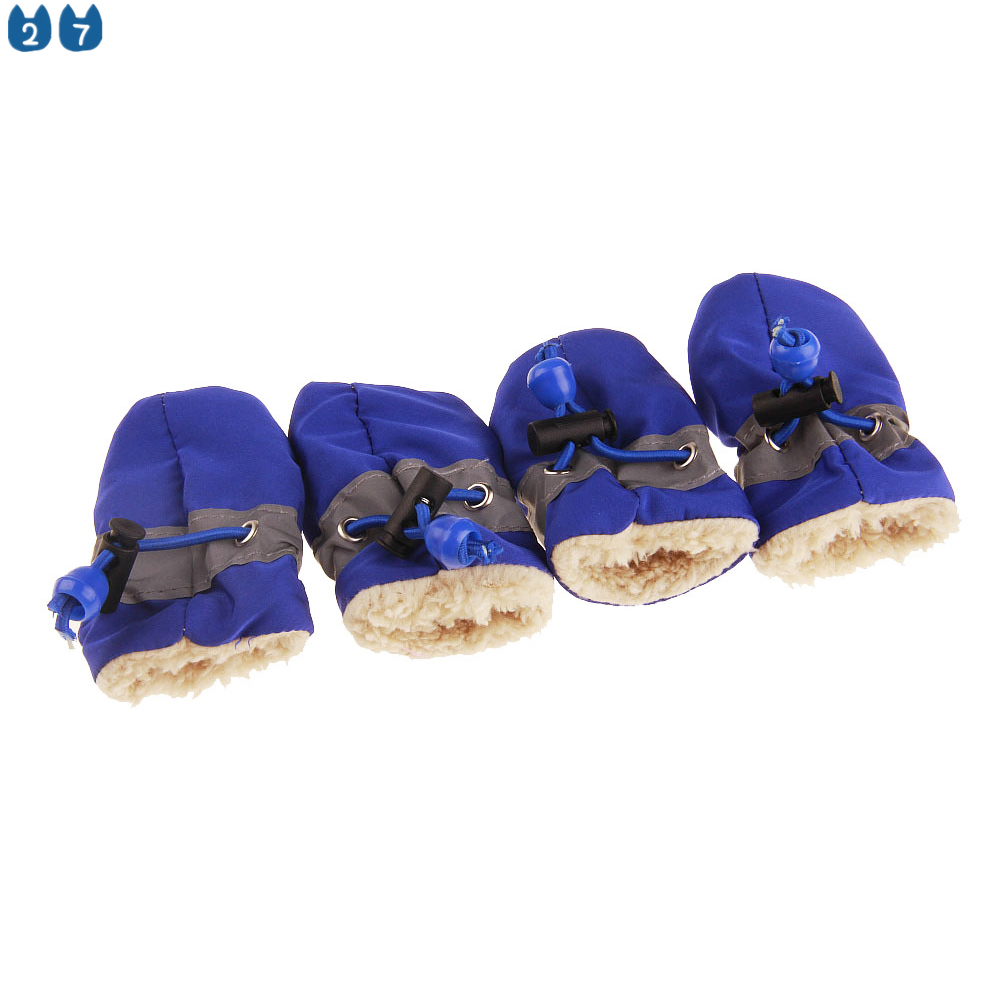 Bộ 4 chiếc giày 27pets chất liệu dày dặn dành cho thú cưng mang mùa đông kháng nước