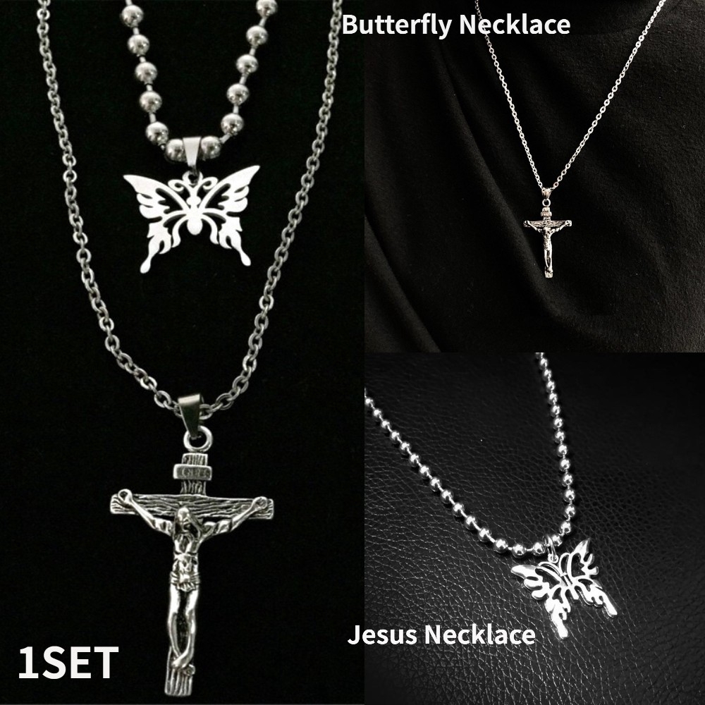 Dây Chuyền Kim Loại Mặt Hình Chúa Jesus Và Thánh Giá / Bướm | BigBuy360 - bigbuy360.vn
