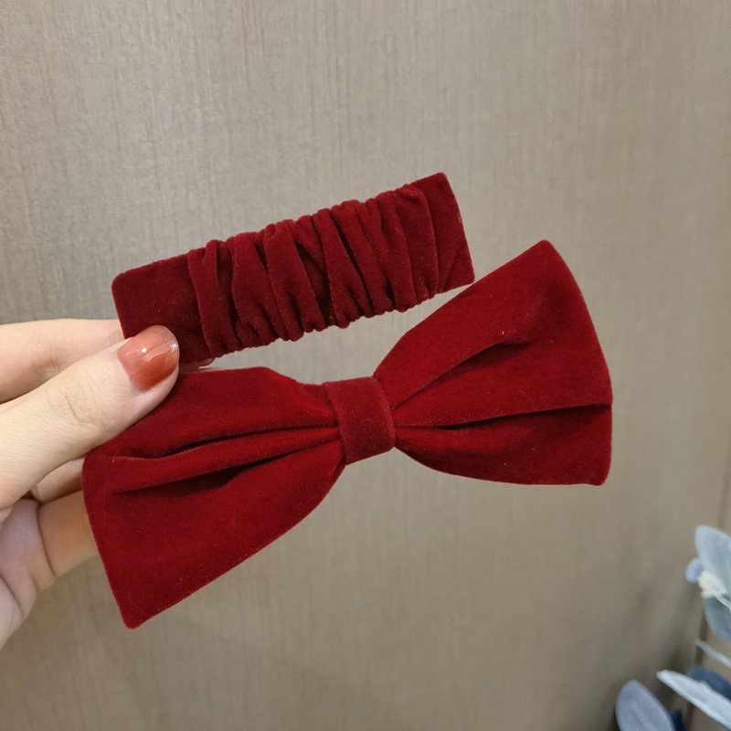 Băng đô nhung đỏ thời trang cho nữ