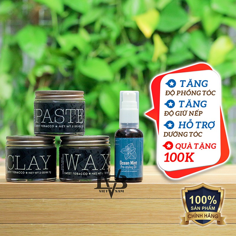 18.21 MAN MADE - Top sáp vuốt tóc 18.21 Man Made được yêu thích - Paste, Wax, Clay + Tặng Pre Styling Ocean Mint 30ml V2