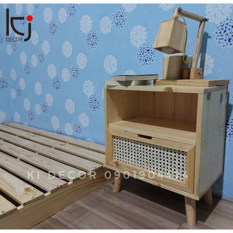 [TK001] - KỆ TỦ ĐẦU GIƯỜNG MÂY ĐAN MẮT CÁO KI DECOR SIZE 50X35X55CM | BigBuy360 - bigbuy360.vn