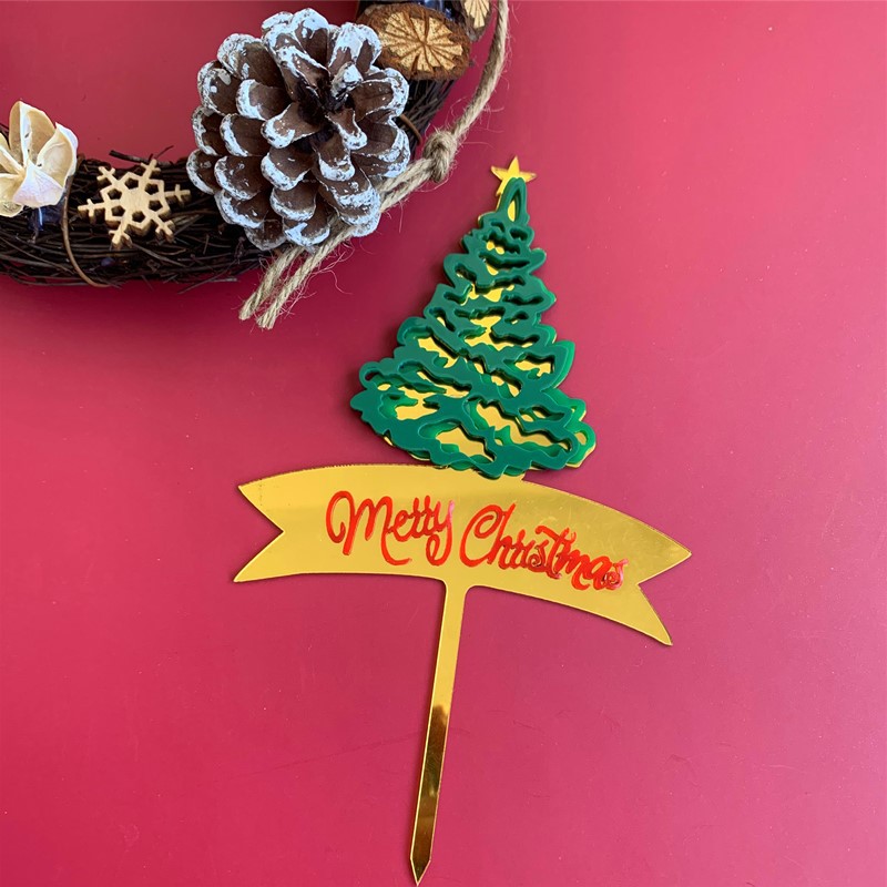 Que cắm trang trí bánh kem hình chữ merry christmas