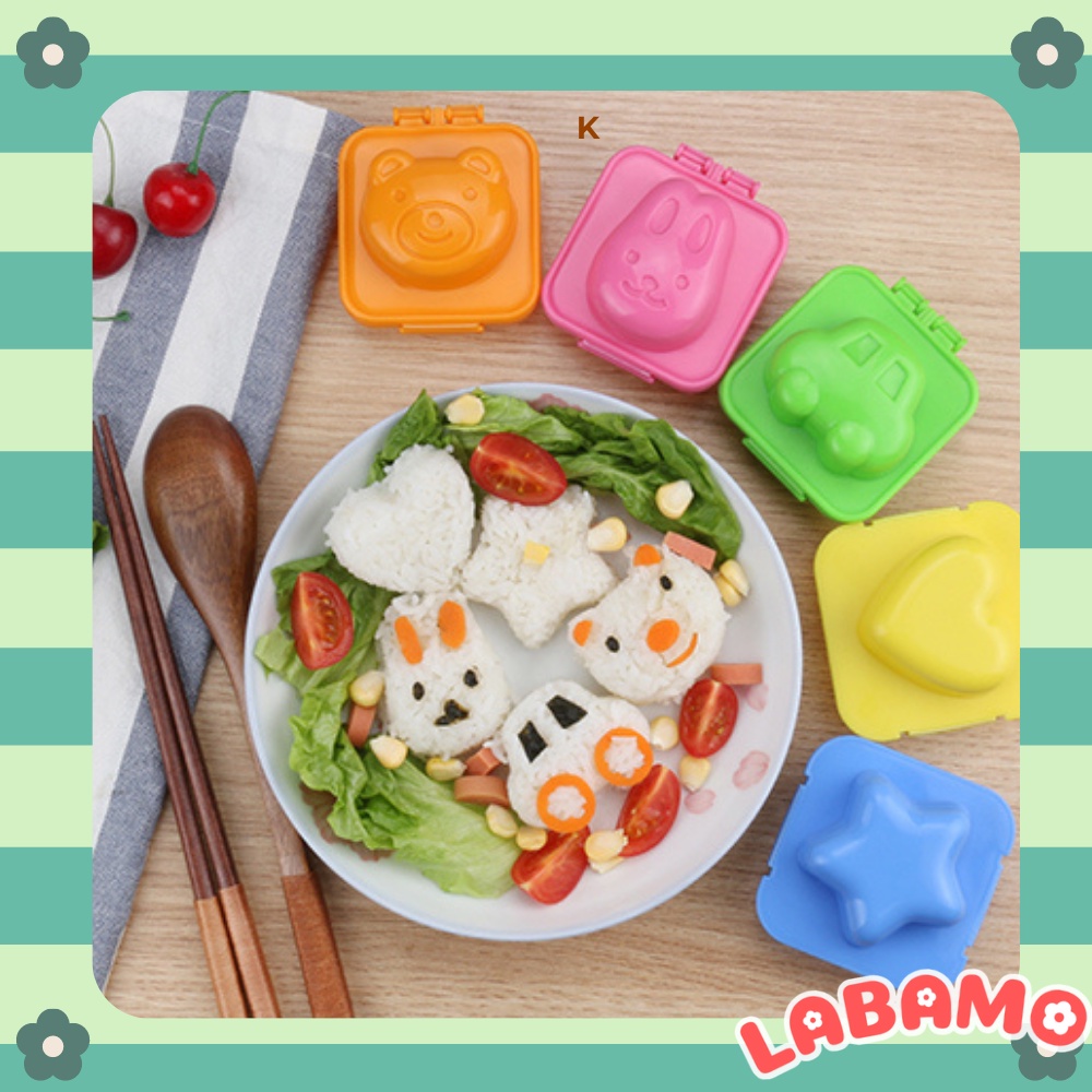Khuôn ép cơm cho bé tạo hình bento ăn dặm kiểu Nhật hình thú ngộ nghĩnh đáng yêu LABAMO KC01