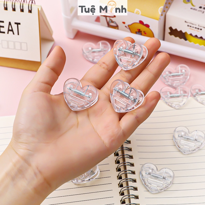 Kẹp giấy mini trong suốt VPP Tuệ Minh, kẹp bướm nhiều mẫu tùy chọn đánh dấu ghi chú tài liệu
