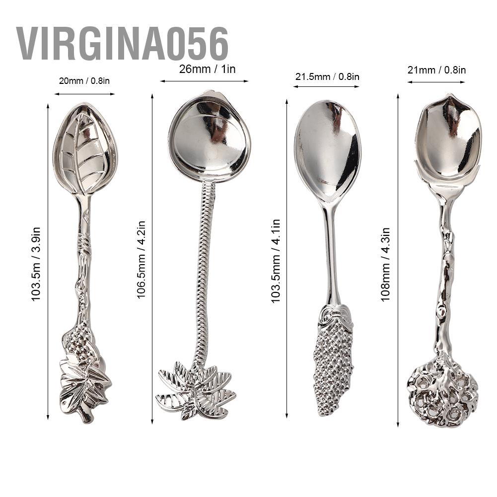 Hàng Hot 4 cái Cổ Điển Mini Hợp Kim Cà Phê Muỗng Kem Món Tráng Miệng Khuấy Bộ Đồ Ăn Hàng giao ngayVirgina056