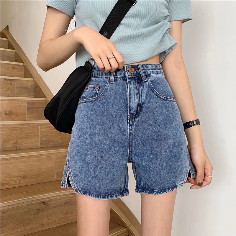 Quần Short Denim Lưng Cao Phong Cách Hàn Quốc Dành Cho Nữ