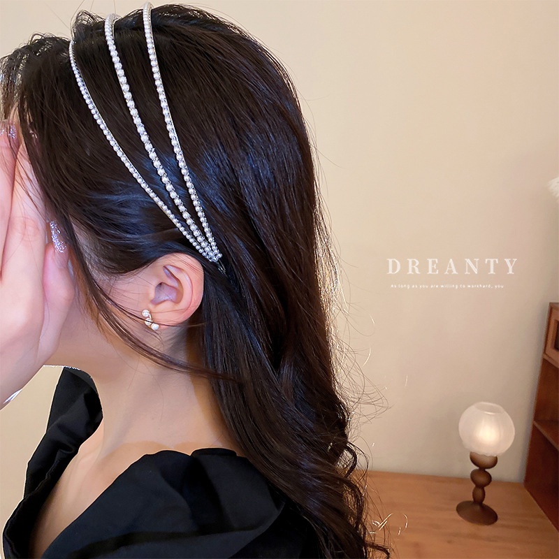 Băng Đô Nhiều Lớp Đính Ngọc Trai Nhân Tạo Thời Trang Cao Cấp