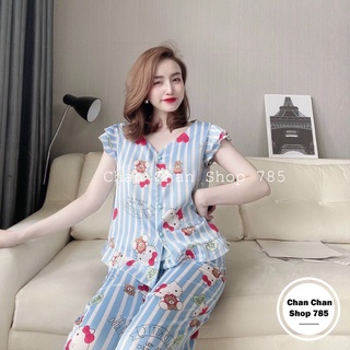 Sét đồ bộ mặc nhà lụa latin tay phối lơ tầng xinh xắn freesize 40-60kg mặc thoải mái