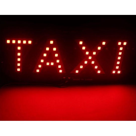 đèn led TAXI dán kính lái tiện lợi, có tặng kèm đầu nối cắm lấy nguồn tử cổng tẩu 12V trên xe