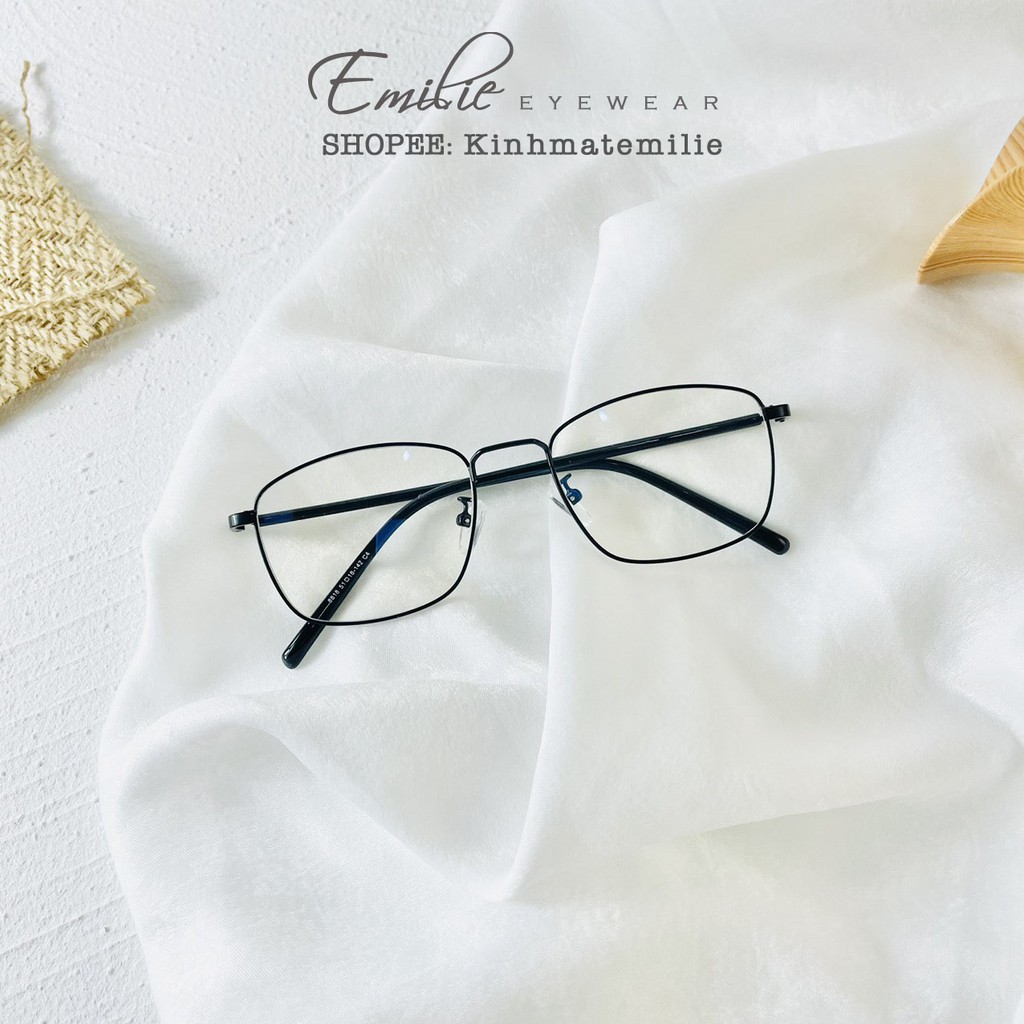 Kính gọng mảnh vuông nam nữ Emilie eyewear chất liệu kim loại phụ kiện thời trang 8818