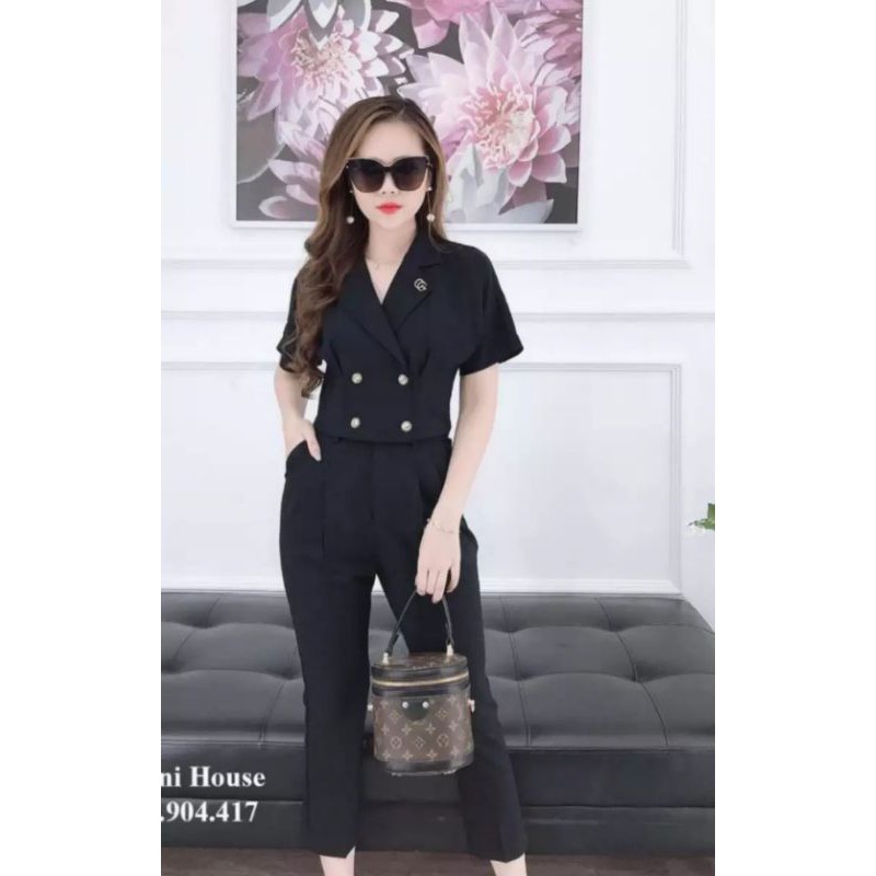 Set đũi áo cổ vest quần dài