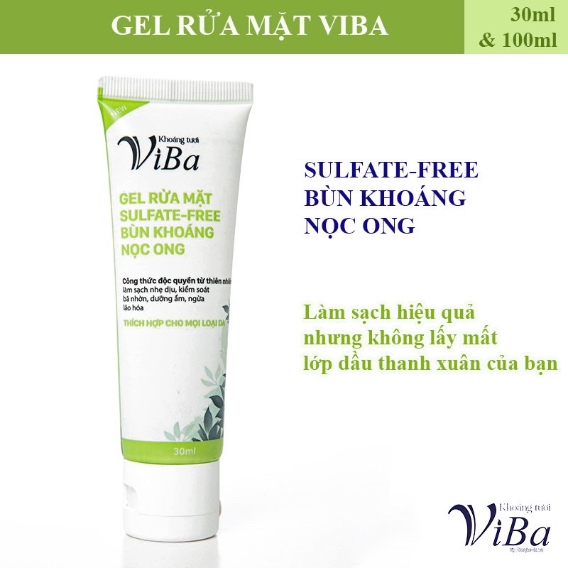 [HCM-GIA TOT] Sữa rửa mặt ViBa. Gel rửa mặt ViBa. Sữa rửa mặt ViBa bùn khoáng và nọc ong.