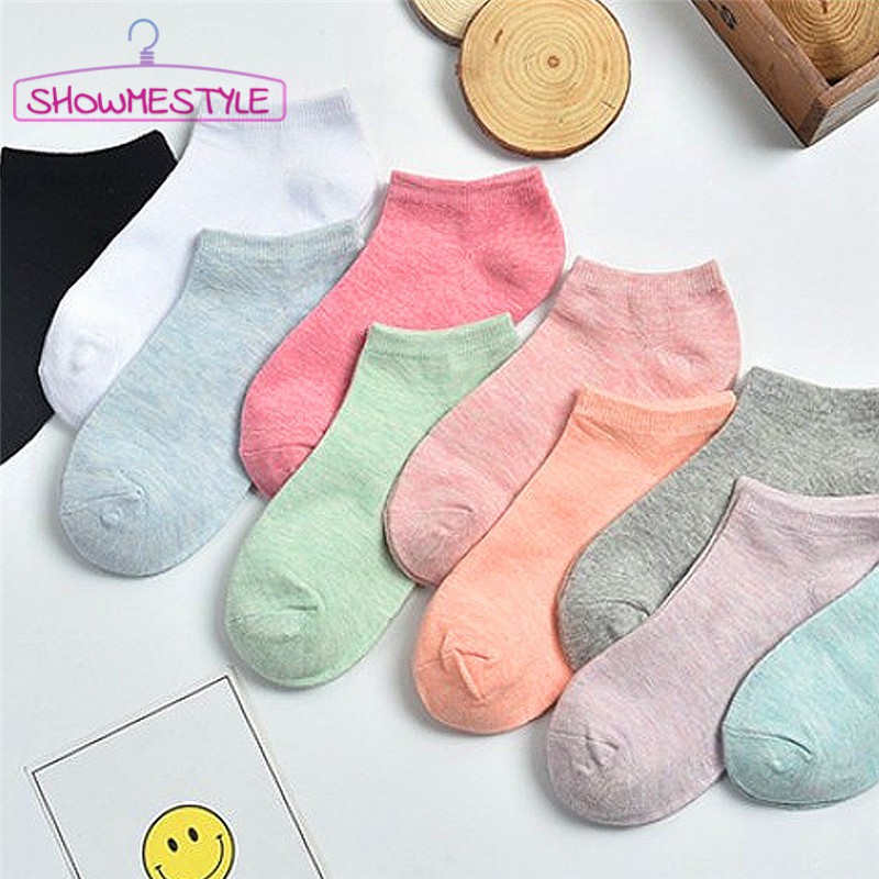 Đôi tất chân cotton màu trơn chống trượt thoải mái cho nữ