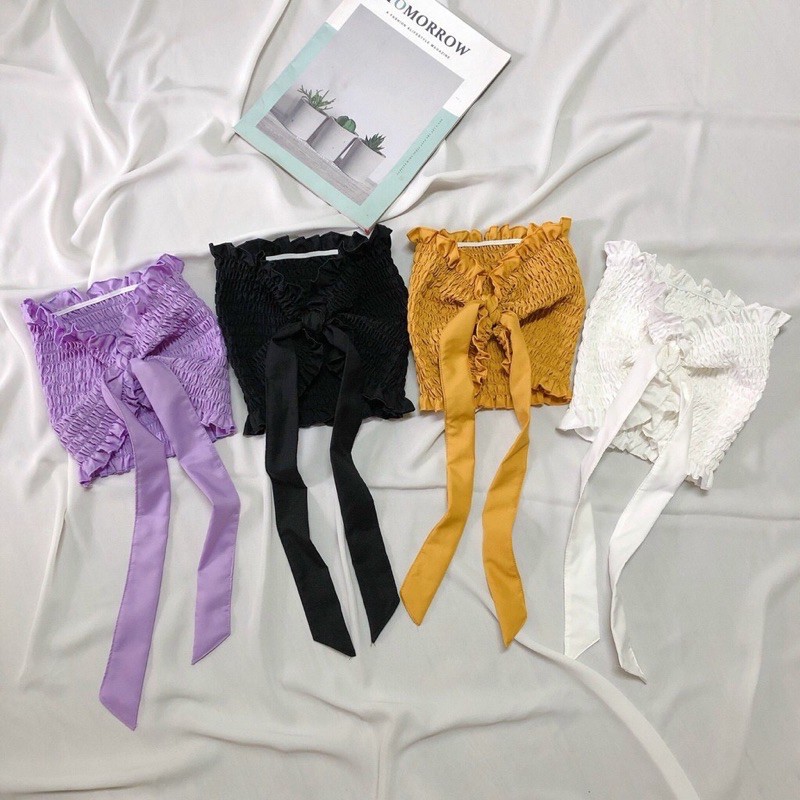 [ BAO GIÁ SHOPEE ] Áo Ống Nhún Cột Nơ Phía Trước Siêu Xinh - Áo Croptop