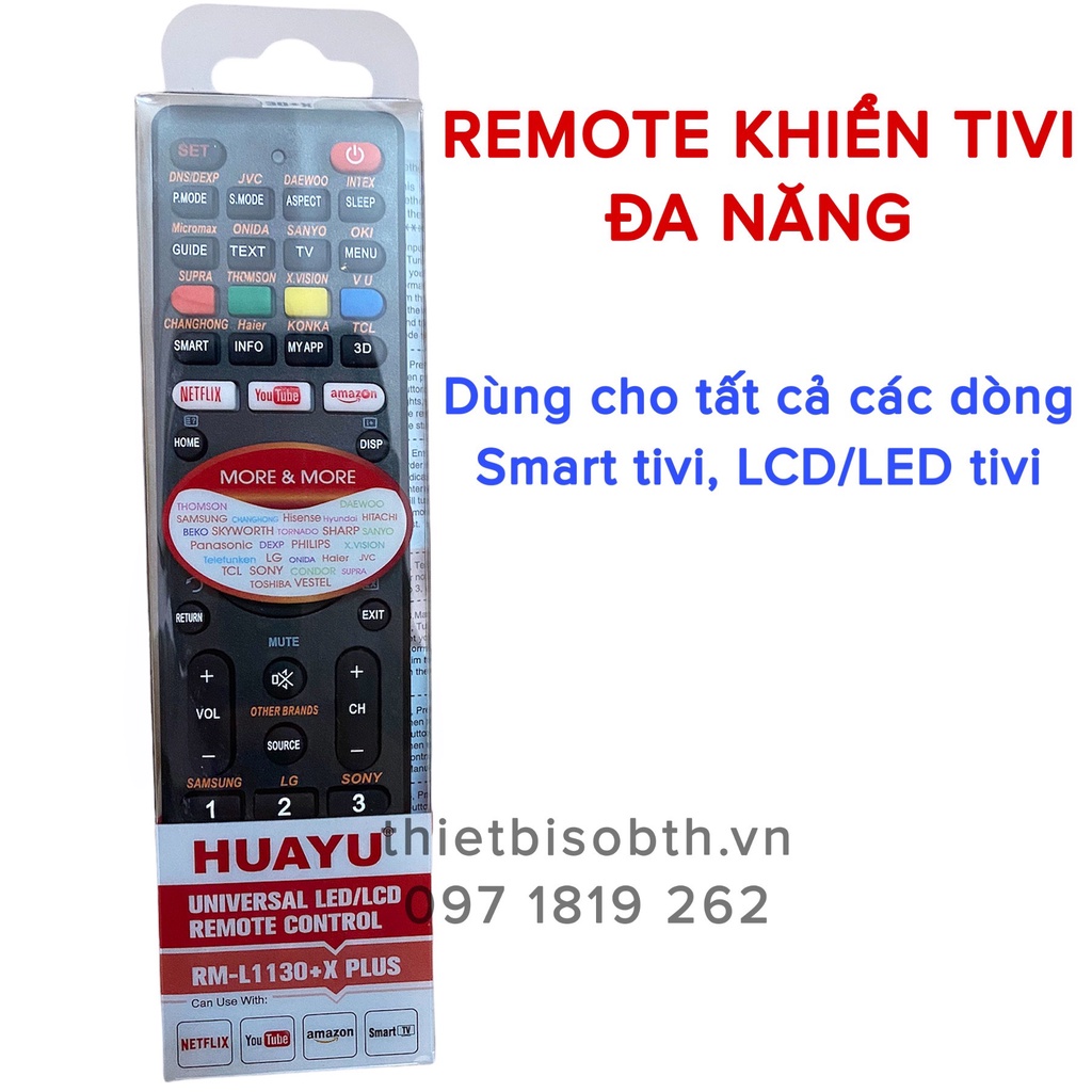 Remote Điều khiển TV đa năng tất cả các dòng tivi LCD/LED Smart TV. HUAYU RM0L1130+X Plus