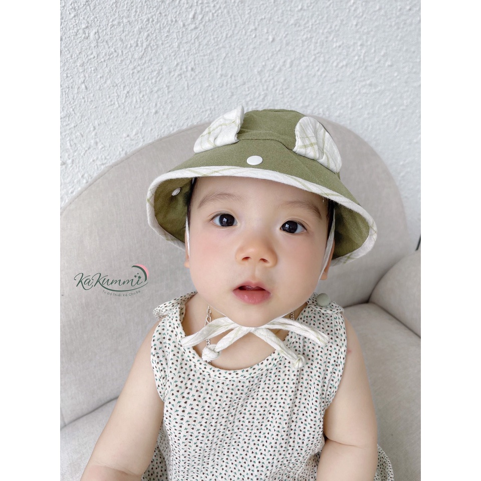 Mũ kèm tấm chắn an toàn cho bé, nón vành tròn unisex cho bé