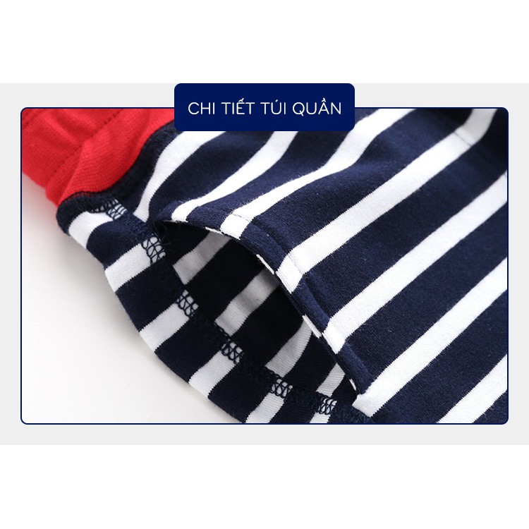 Quần short bé trai WELLKIDS quần thun cho bé hoạ tiết kẻ sọc hàng xuất Âu Mỹ