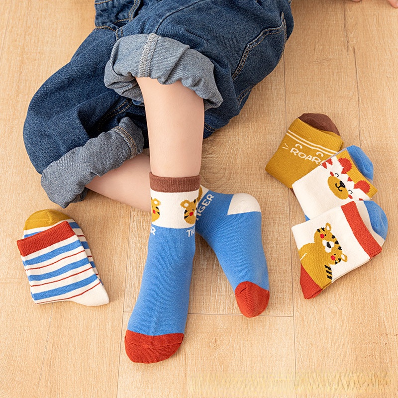 Vớ Trẻ Em In Hình Hổ Hoạt Hình Dễ Thương