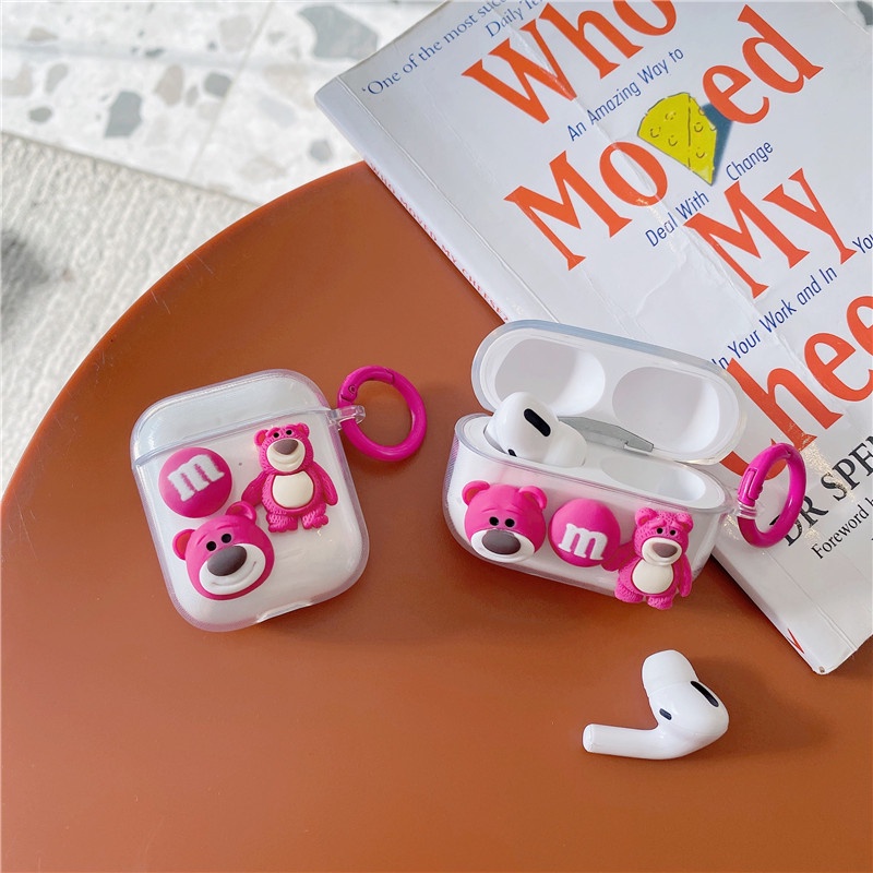 Vỏ bảo vệ tai nghe bluetooth Airpods bằng Sillicone dẻo, ốp Case cute, Airpods 2/pro - NUTACASE GÂU HỒNG DỄ THƯƠNG