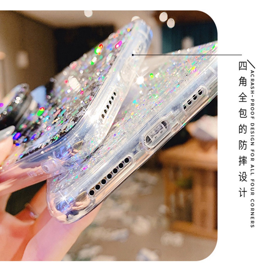 Ốp điện thoại trang trí kim tuyến có giá đỡ cho Huawei P40 Pro Lite P30 Lite P30 Pro P20 Lite P20 Pro P10 Plus P9 Plus