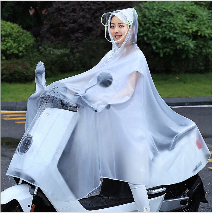 Áo mưa cánh dơi trong mờ có kính che mặt White Cloudy Thành Long